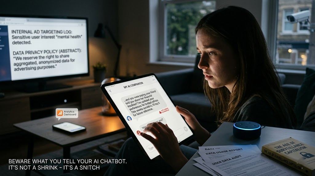 Beware what you tell your AI chatbot. It’s not a shrink – it’s a snitch